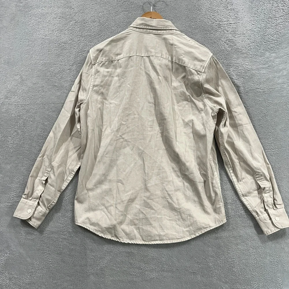 Abercrombie & Fitch Shirt Mens Medium Beige Long Sleeve Collared Button-Down